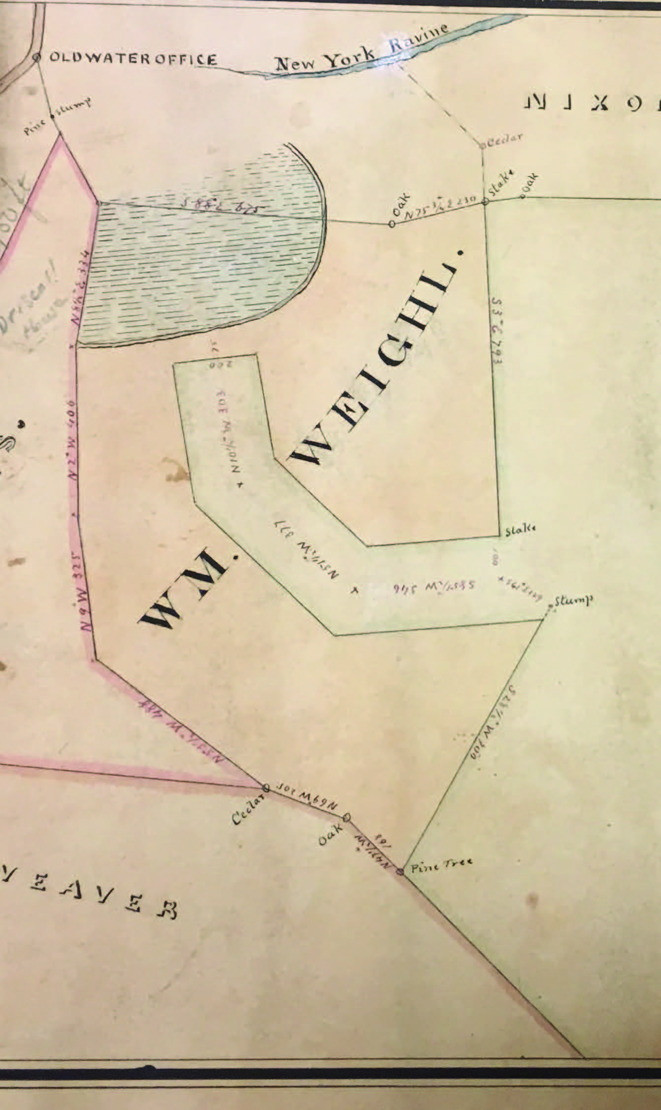 Mining plot map of Columbia Hill, Nevada County, 1867