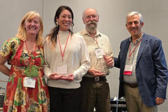 Dr. Bonnie Clark (award nominator), Dana Shew (ASC Interim Director), Adrian Praetzellis (former ASC Director), and Dr. Rich Veit (President of the SHAs) at the SHA Awards Banquet, Detroit, January 2026.