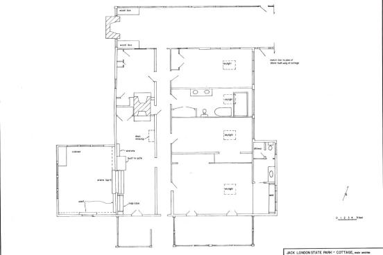Sketch of 19th c. cottage that Jack & Charmian London lived in from 1911-1916 Sketch of Jack London Cottage