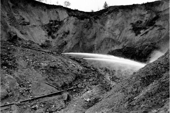 Hydraulic Mining at La Grange Mine, Trinity County, ca. 1940 Hydraulic Mining