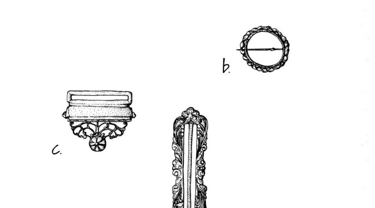 Drawings of recovered clothing and jewelry artifacts