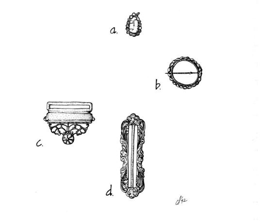 Drawings of recovered clothing and jewelry artifacts