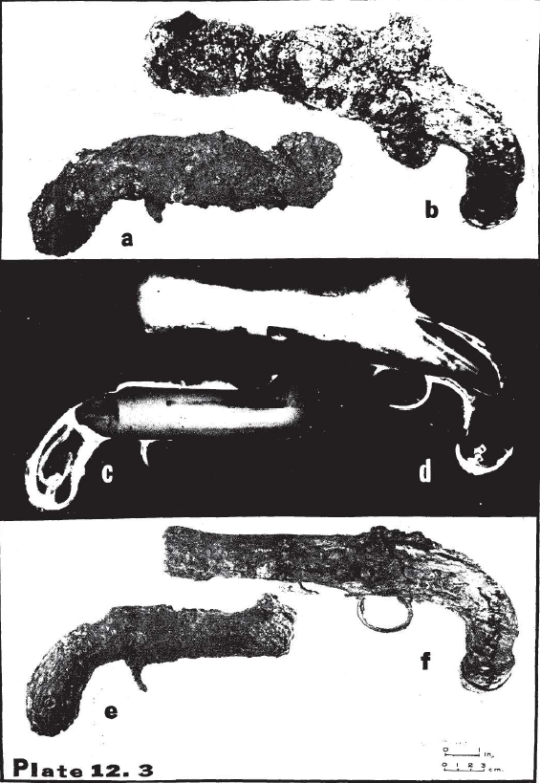 Pistols uncovered during excavations of Golden Eagle Hotel