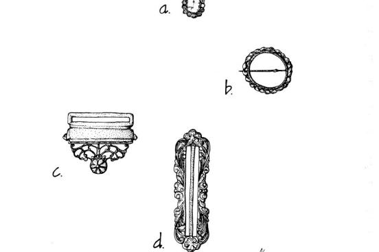 Drawings of recovered clothing and jewelry artifacts