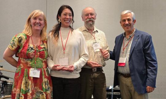Dr. Bonnie Clark (award nominator), Dana Shew (ASC Interim Director), Adrian Praetzellis (former ASC Director), and Dr. Rich Veit (President of the SHAs) at the SHA Awards Banquet, Detroit, January 2026.